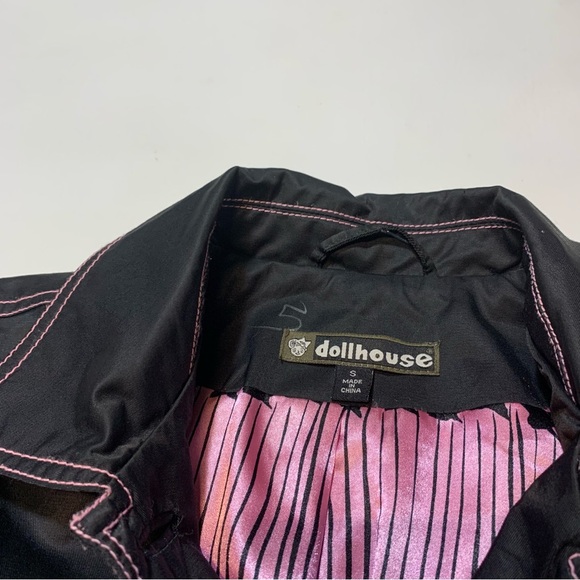 Dollhouse Women's Long Pea coat Black Pink Lining Small Y2K Button Up - Picture 4 of 10
